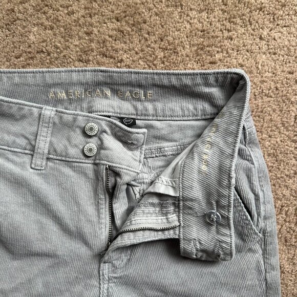 American Eagle Pants Womens 2 28x31 Mid Rise High Rise Kick Boot Corduroy Grey - Picture 4 of 14